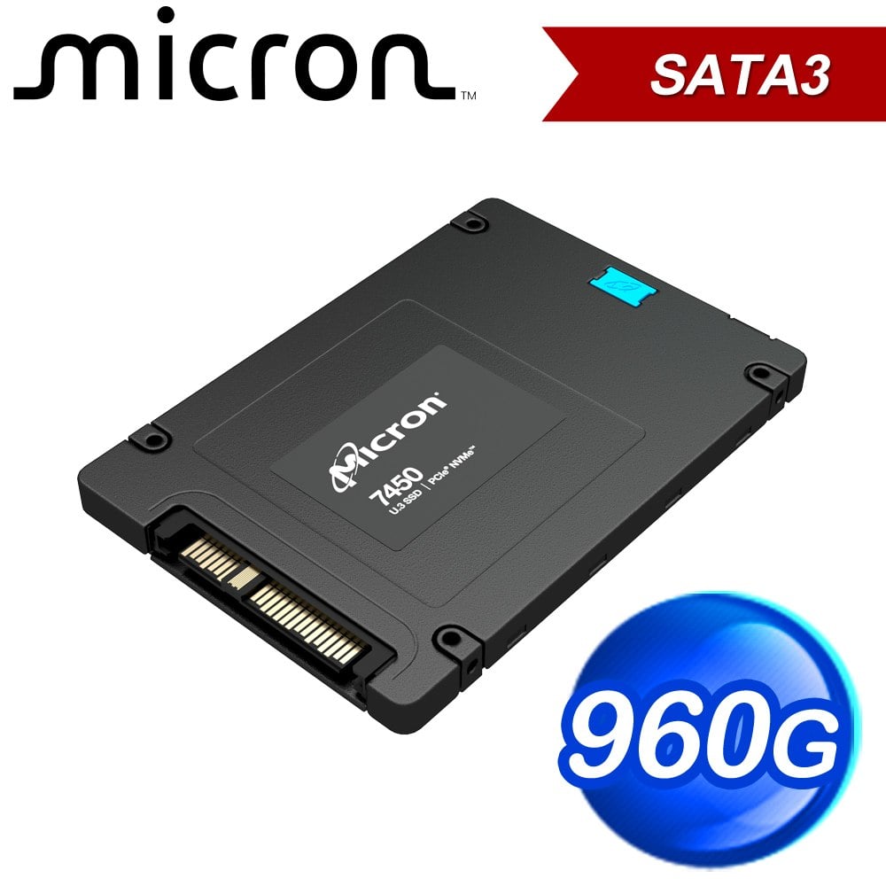 Micron 美光 7450 PRO 960GB NVMe U.3 (7mm) Non-SED Enterprise SSD [Single Pack]