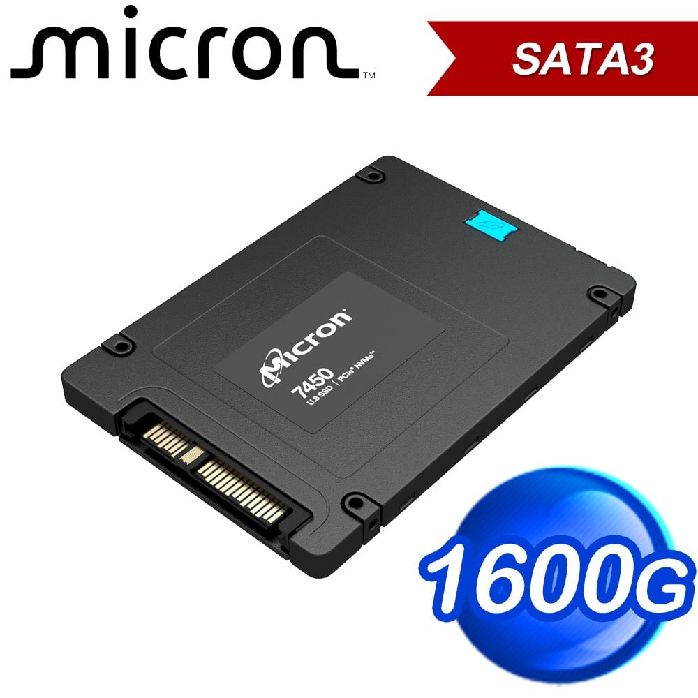 Micron 美光 7450 MAX 1600GB NVMe U.3 (7mm) Non-SED Enterprise SSD [Single Pack]