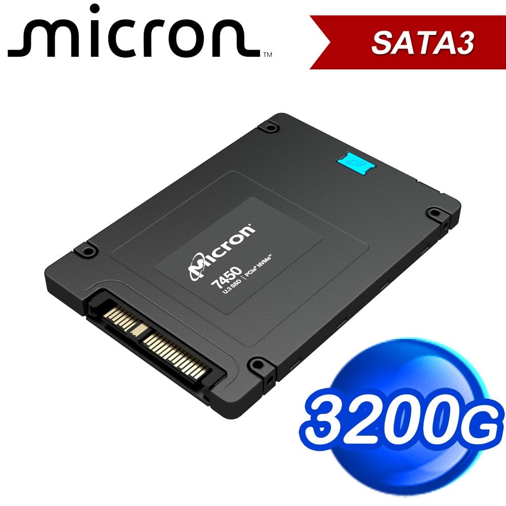 Micron 美光 7450 MAX 3200GB NVMe U.3 (7mm) Non-SED Enterprise SSD [Single Pack]