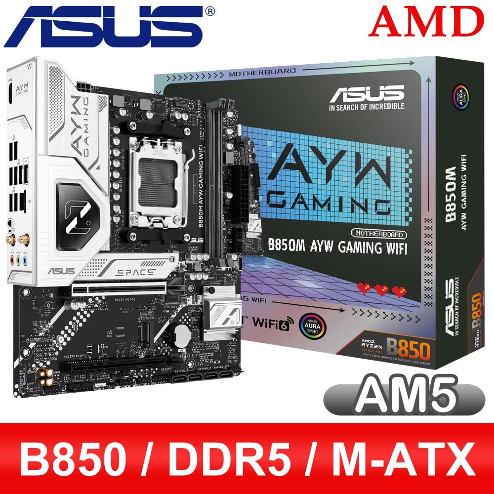 ASUS 華碩 B850M-AYW-GAMING-WIFI AM5主機板(M-ATX/3+2年保)