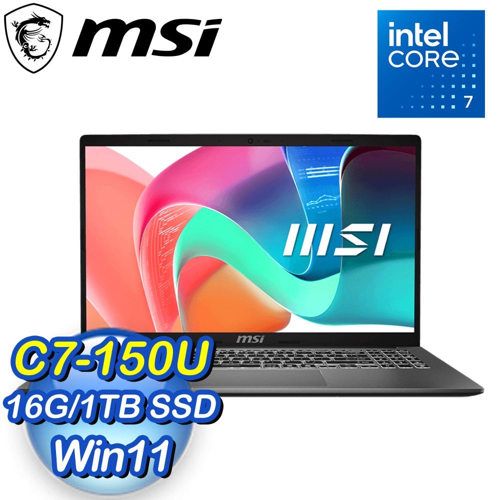 MSI 微星 Modern F1MG-001TW 15.6吋 商用筆記型電腦《灰》(Intel Core 7 150U/16GB/1TB/WIN11)